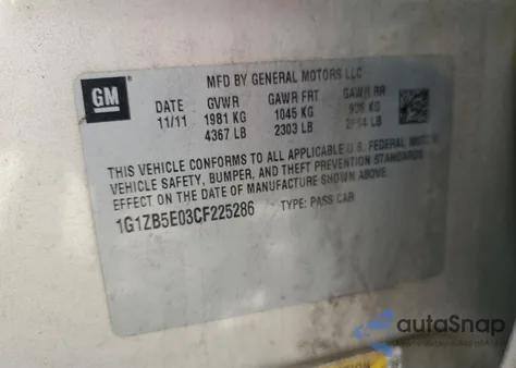 2012 Chevrolet Malibu Ls from USA, damaged, VIN 1G1ZB5E03CF225286